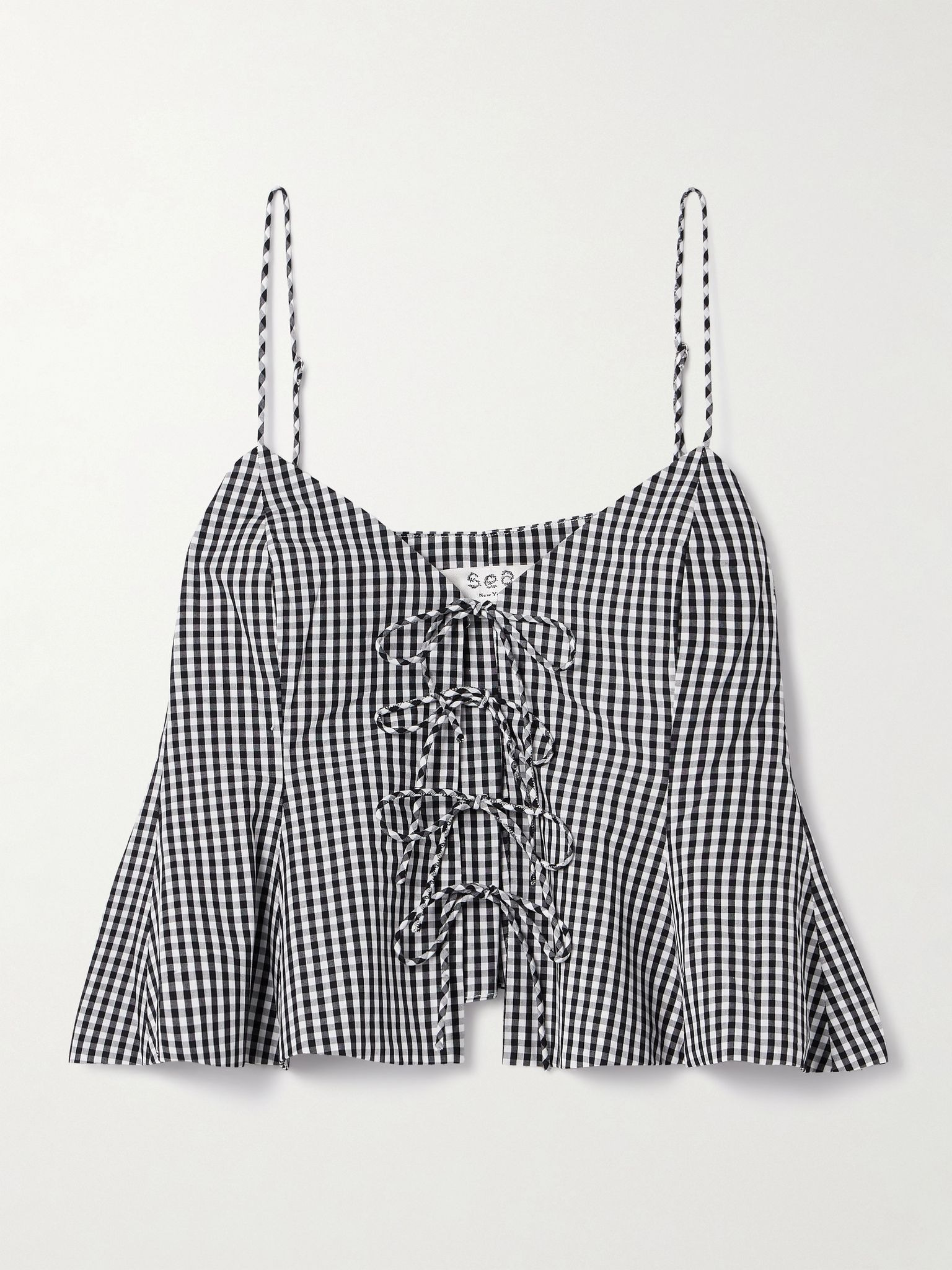 Neci gingham cotton-poplin camisole Black - 1