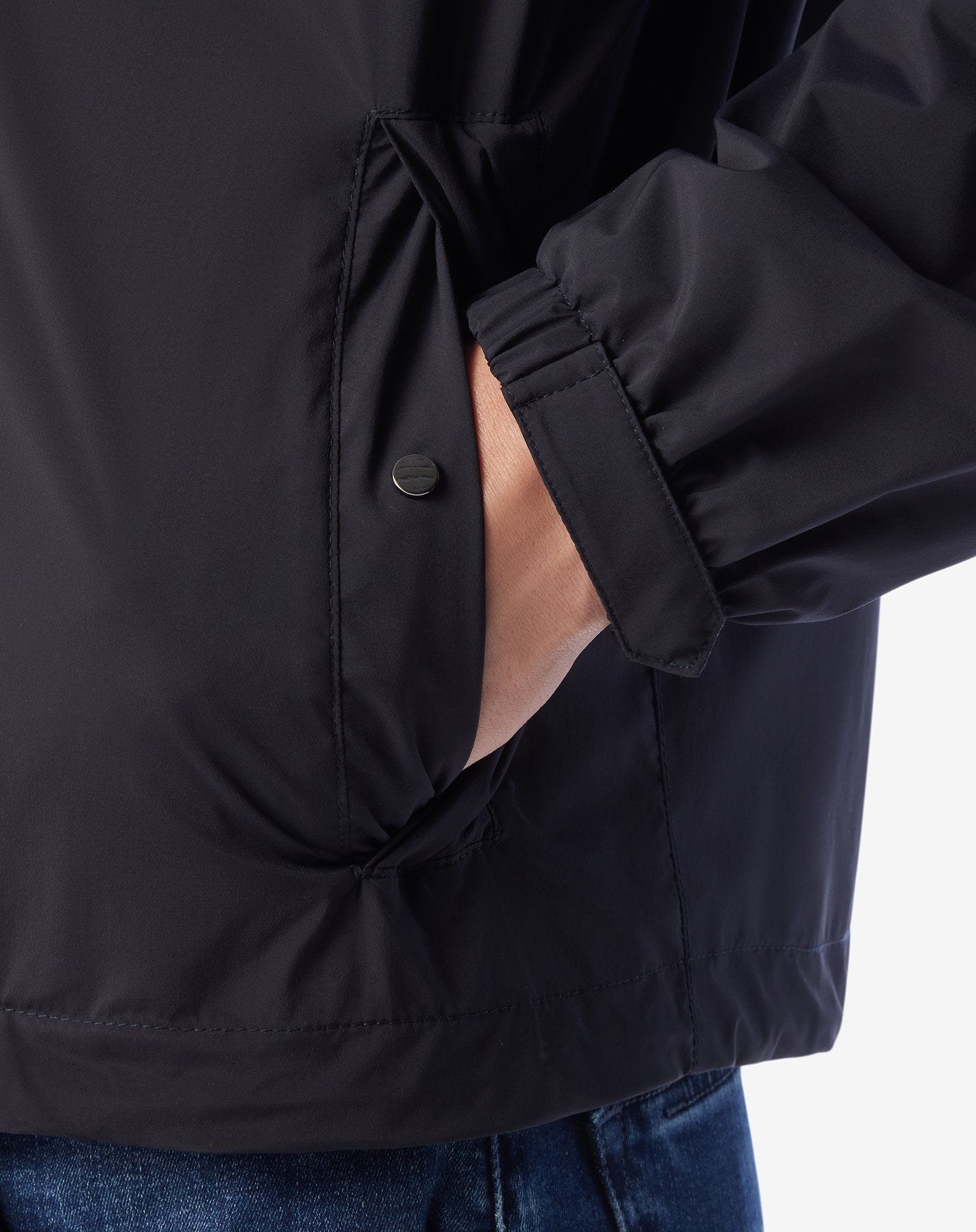 Navy blue stretch technical fabric jacket - 5