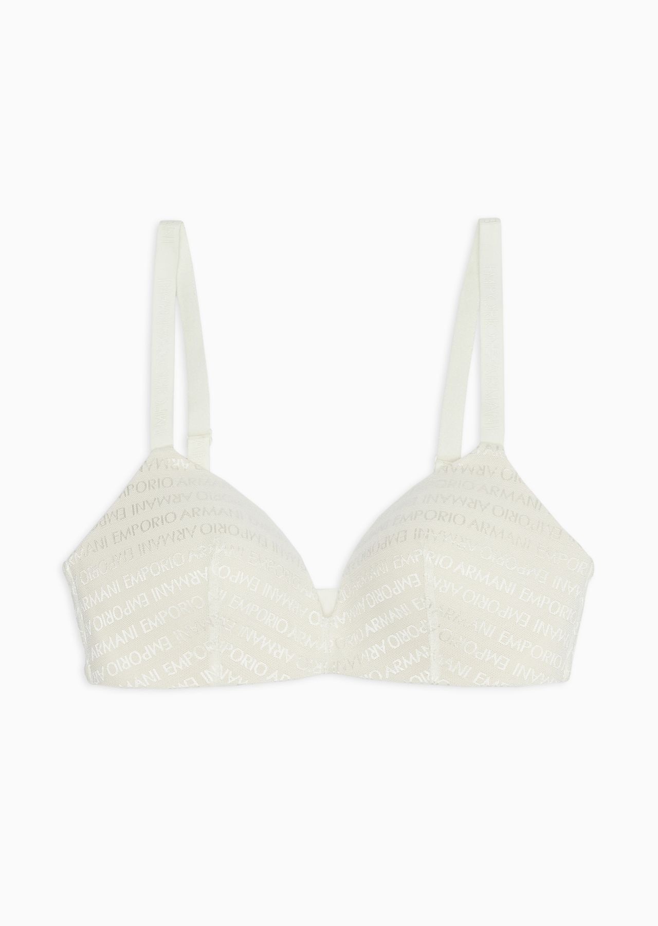 ASV padded triangle bra in recycled bonded mesh with all-over logo lettering - 1