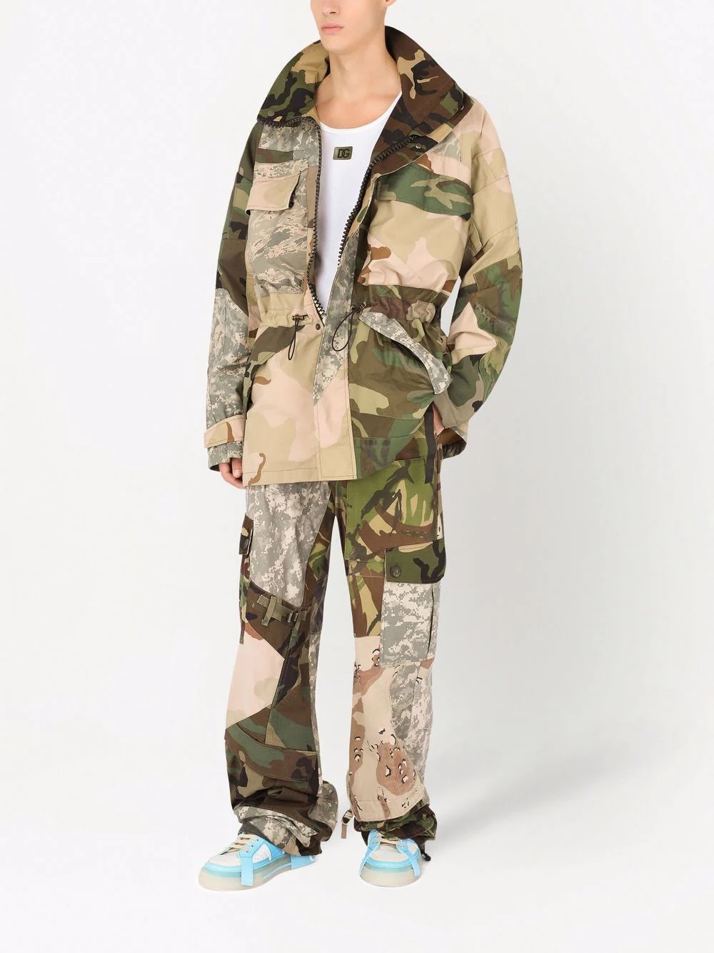 patchwork camouflage high-neck jacket - 2