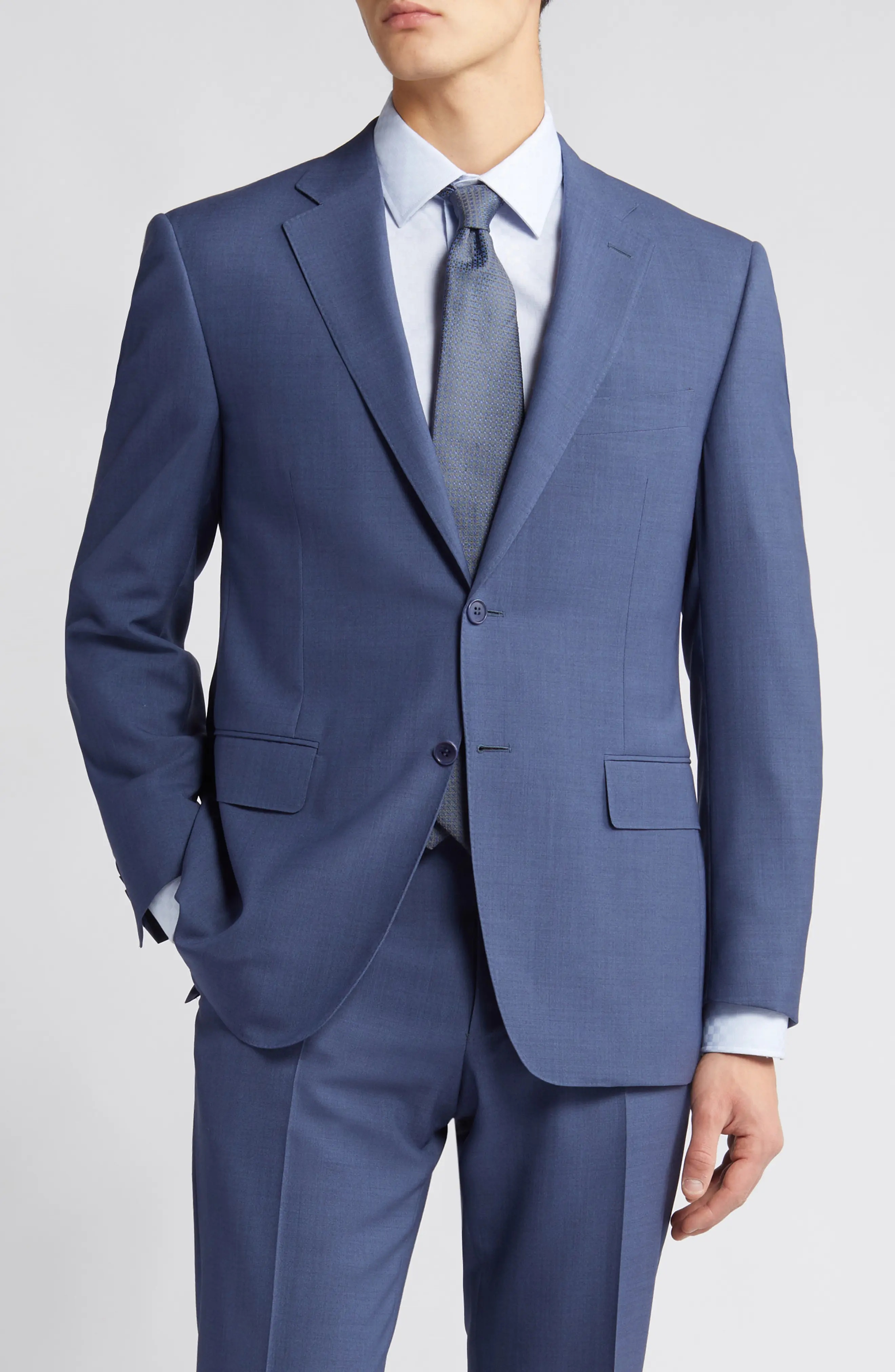Siena Regular Fit Solid Blue Wool Suit - 5