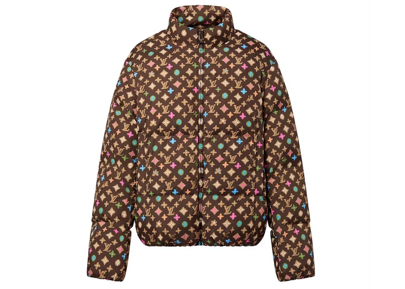 Louis Vuitton by Tyler, the Creator Monogram Printed Light Down Jacket Brown Pastel Multicolor - 1