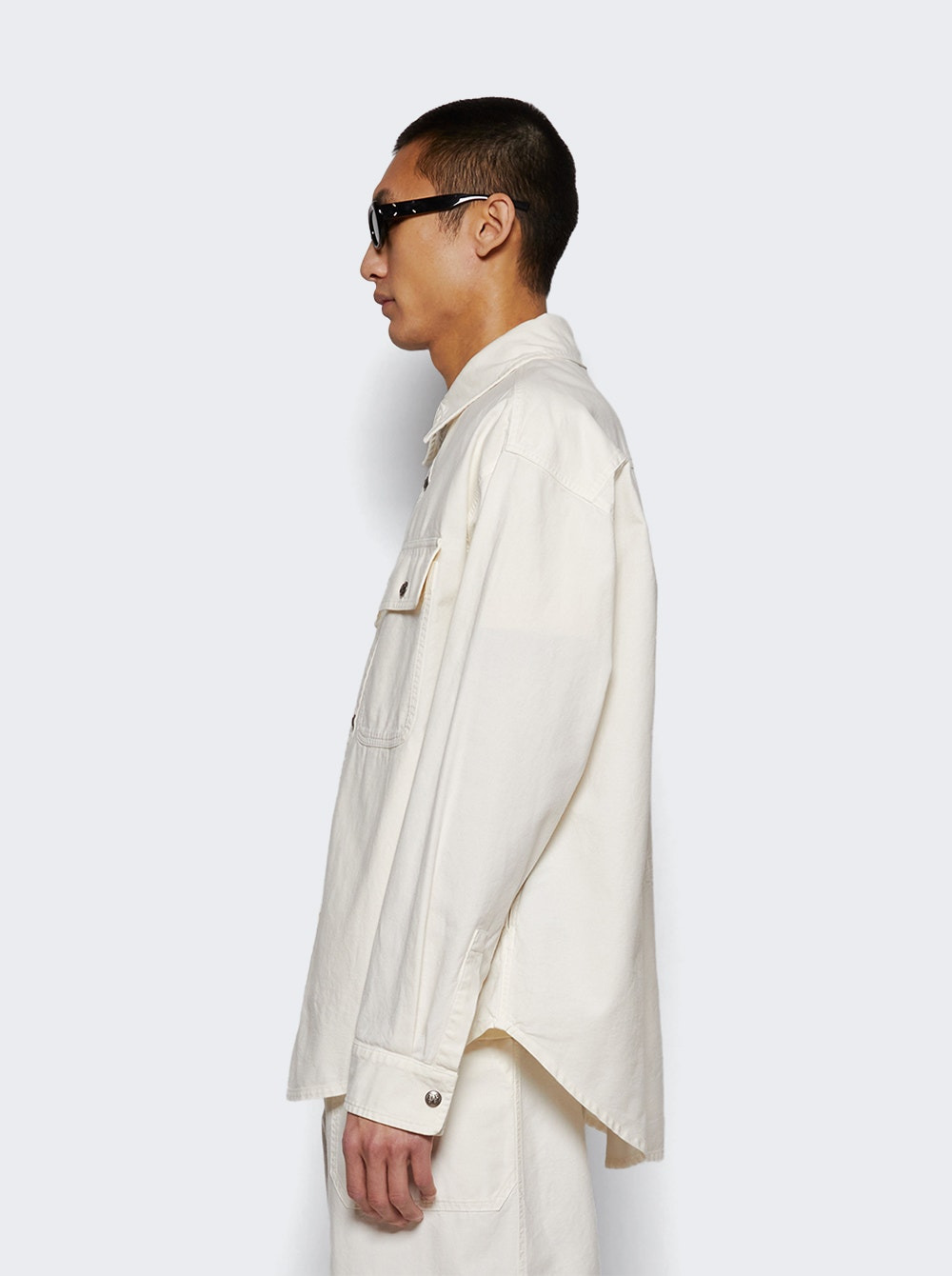 Monogram Embroidery Overshirt Off White - 4