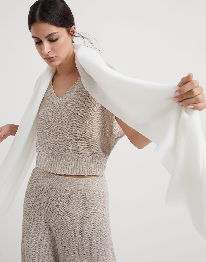 Lightweight cashmere and silk Diamond yarn knit scarf 4