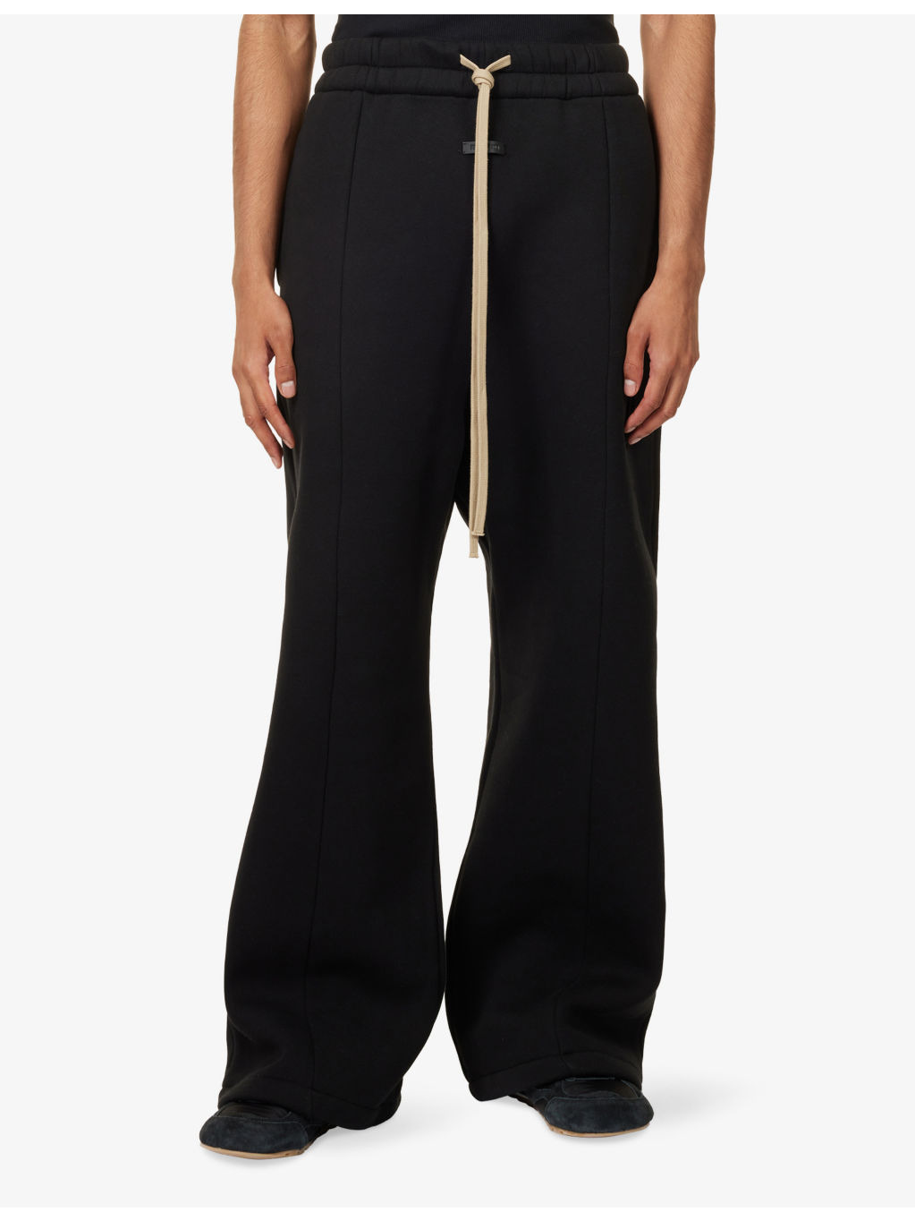 Wide Leg Drawstring Cotton-Blend Jogging Bottoms - 3