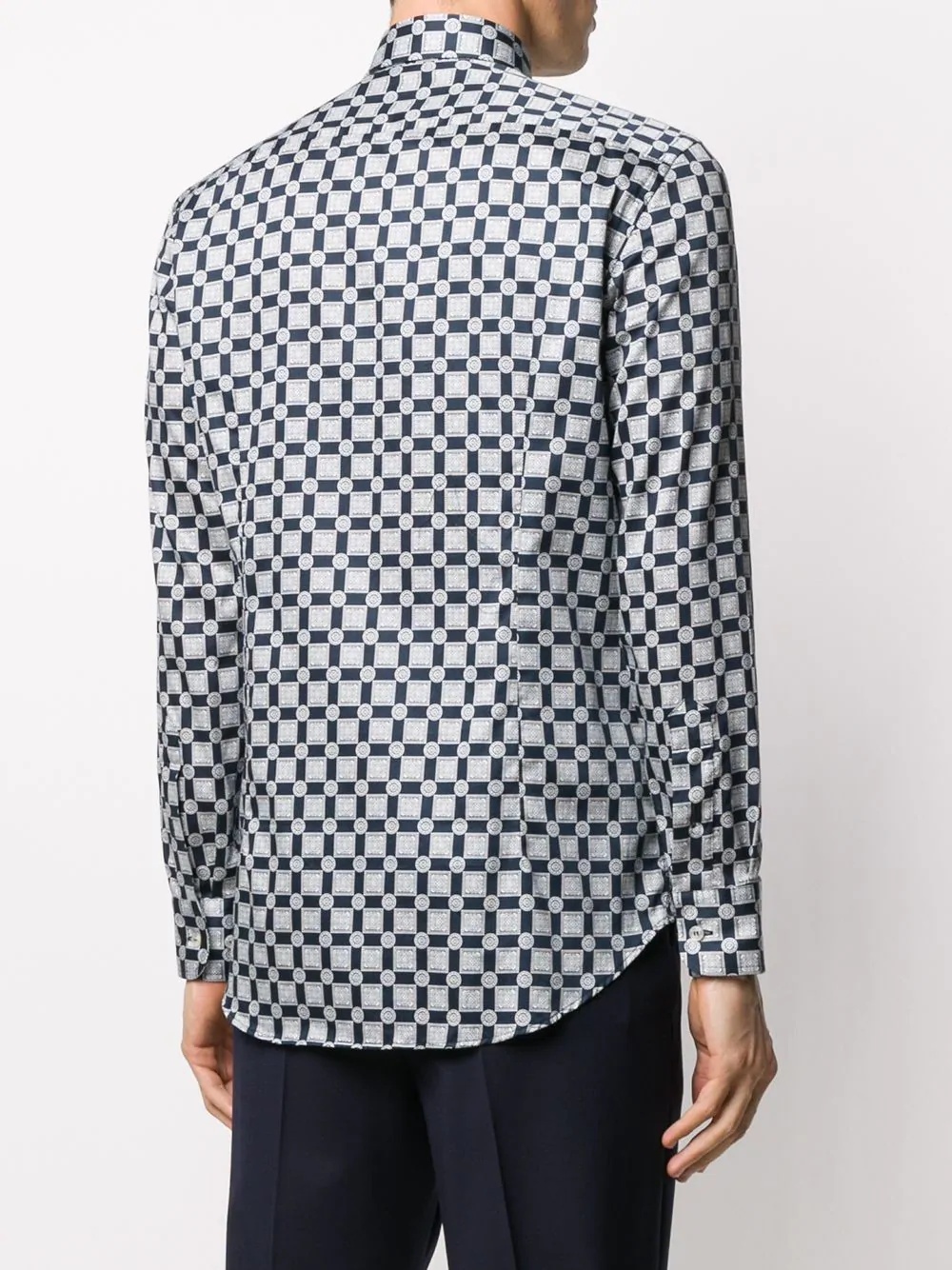 geometric print button-down shirt - 4