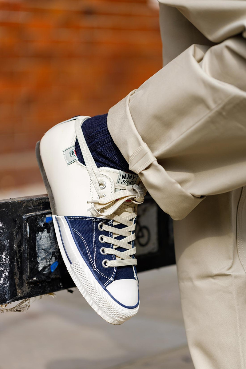 Nigel Cabourn NC X Mihara Yasuhiro New Bowling Shoe in Navy/White outlook
