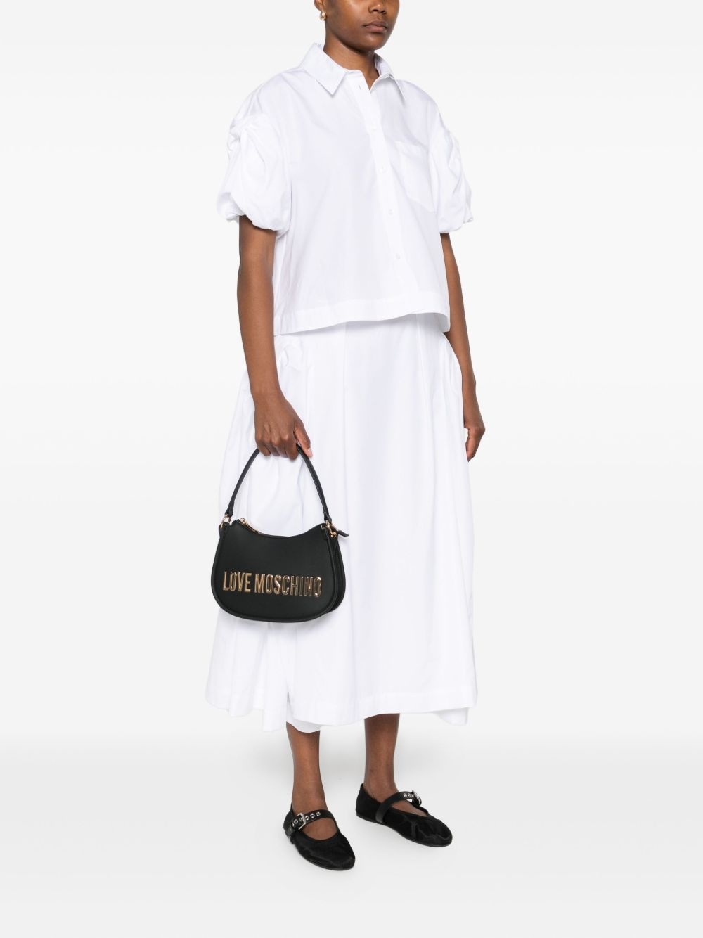 logo-plaque curved shoulder bag - 2