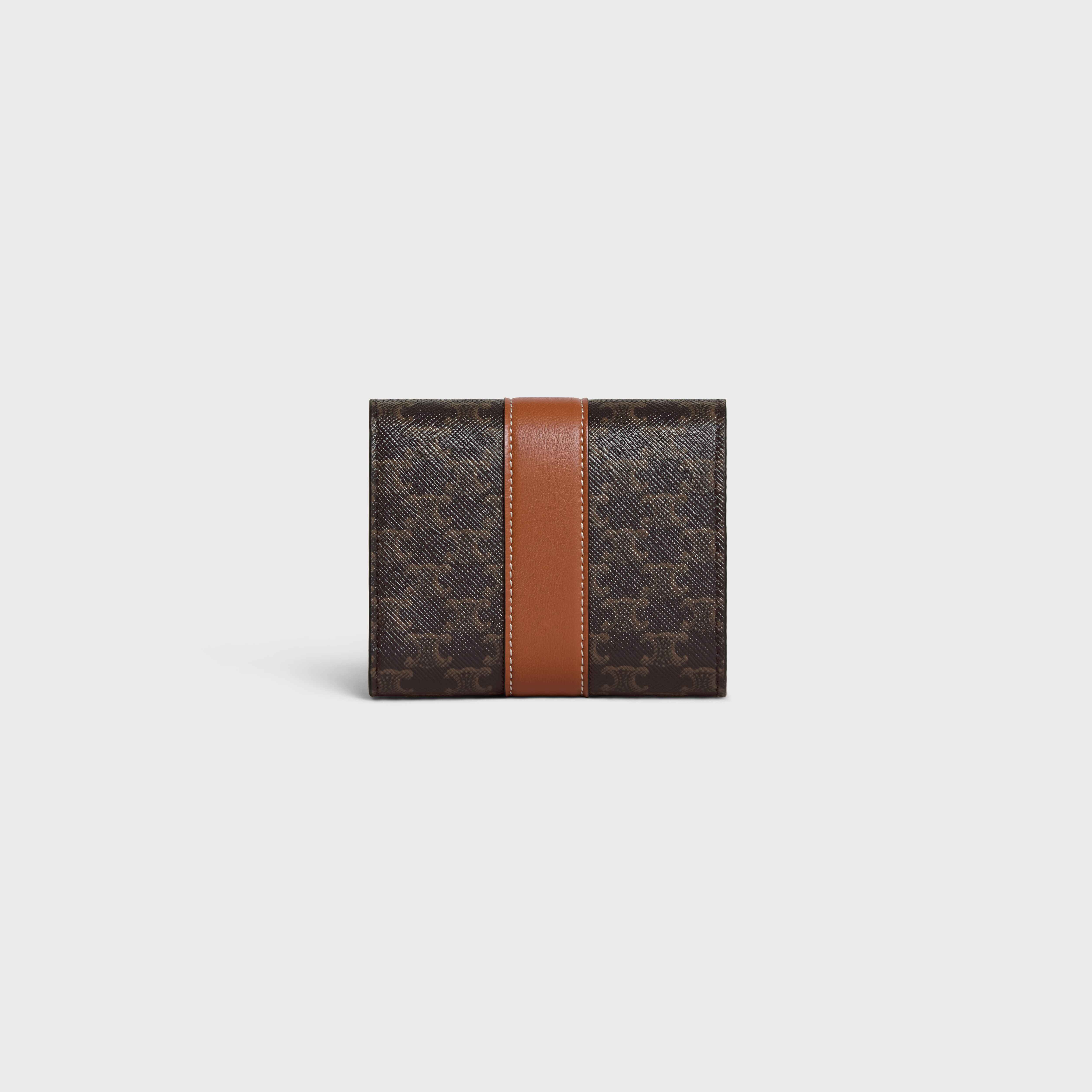 Small Trifold wallet in Triomphe Canvas and Lambskin - 3