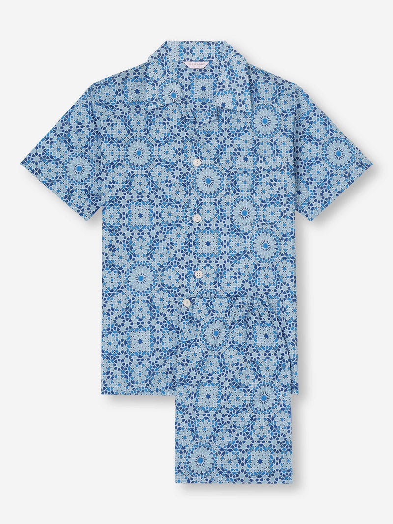 Men's Short Pyjamas Ledbury 69 Cotton Batiste Blue - 1