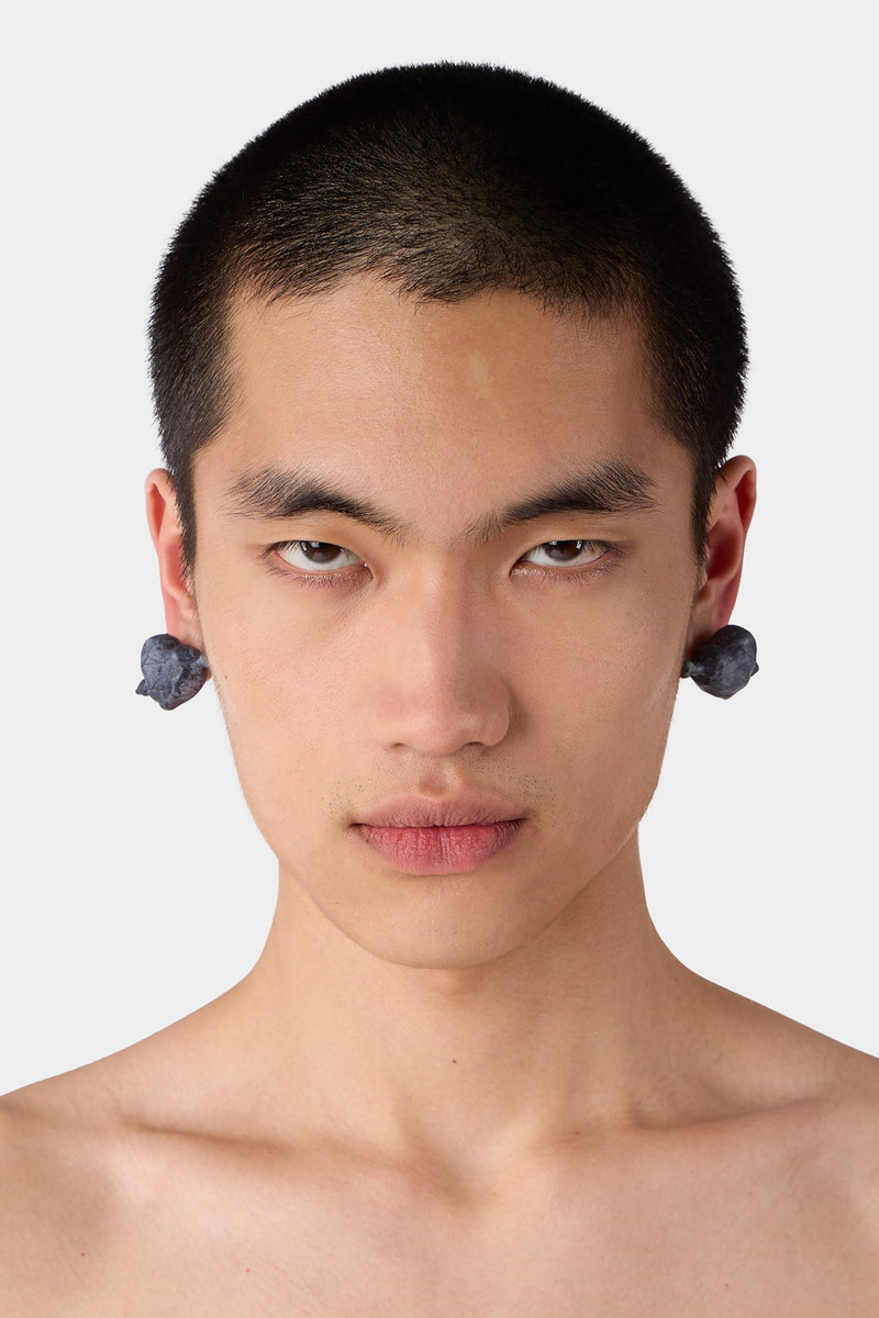 SMALL 'CUORE DI PIETRA' EARRINGS SILVER / matte grey 4