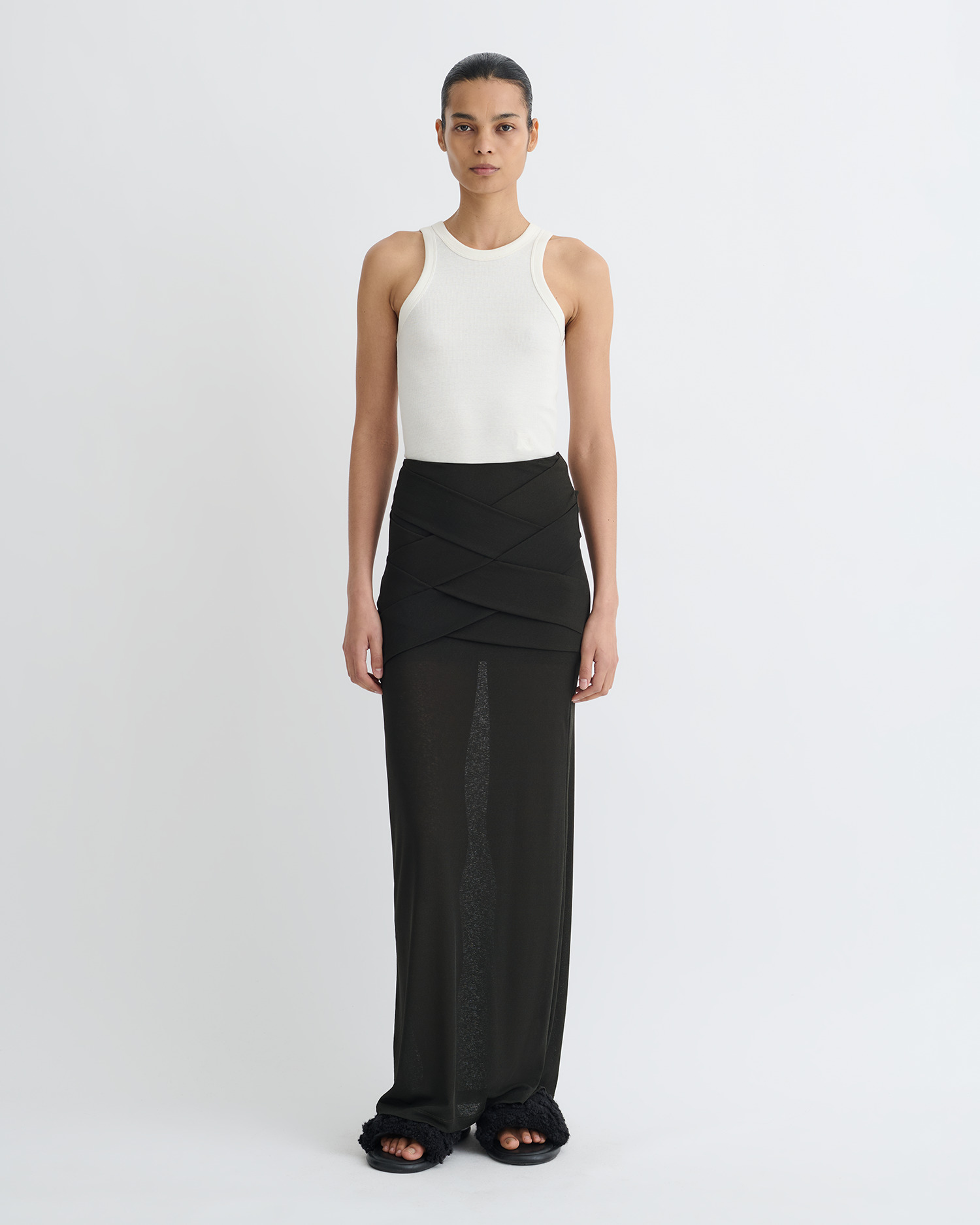 Draped Mesh Jersey Maxi Skirt - 4