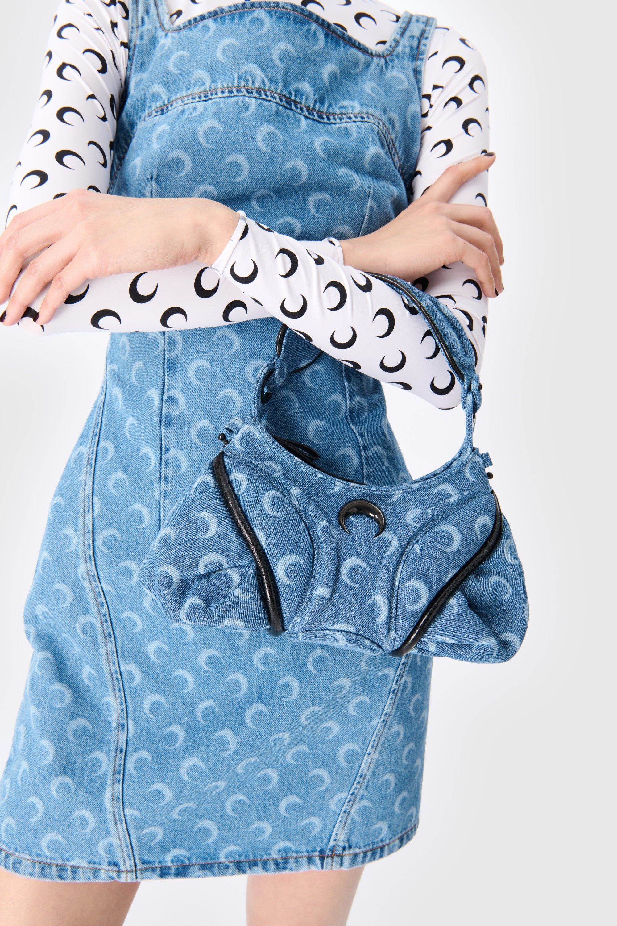 VIPセール【Marine Serre】Moon Laser Denim Futura Mini Bag Marine Serre Moon Laser Denim Futura Mini | REVERSIBLE