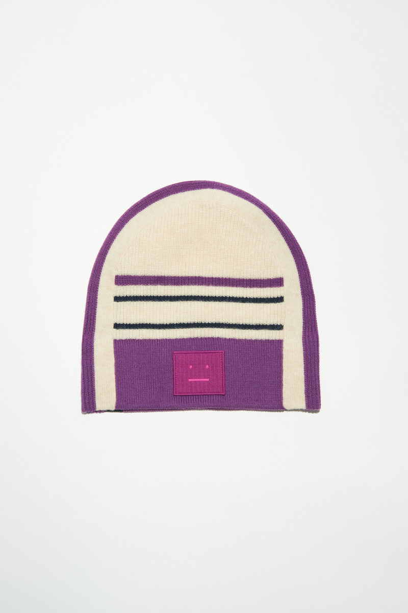 Large Face patch beanie - Oatmeal melange 1
