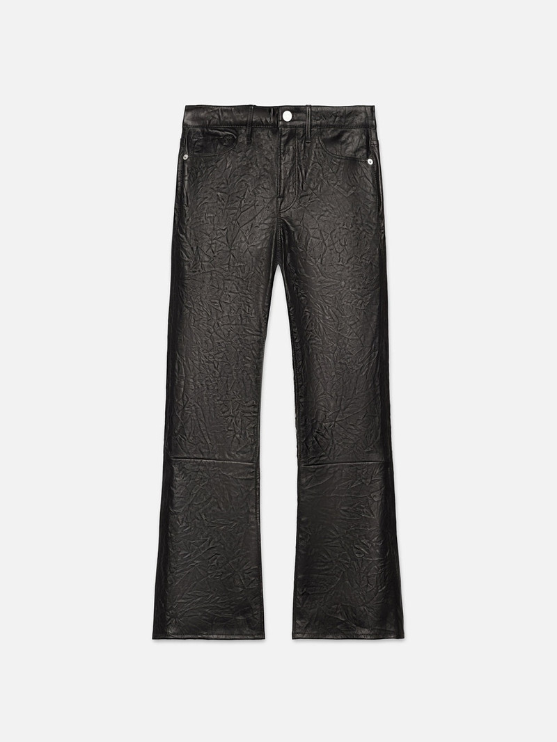 Leather Le Crop Mini Boot in Washed Black 1