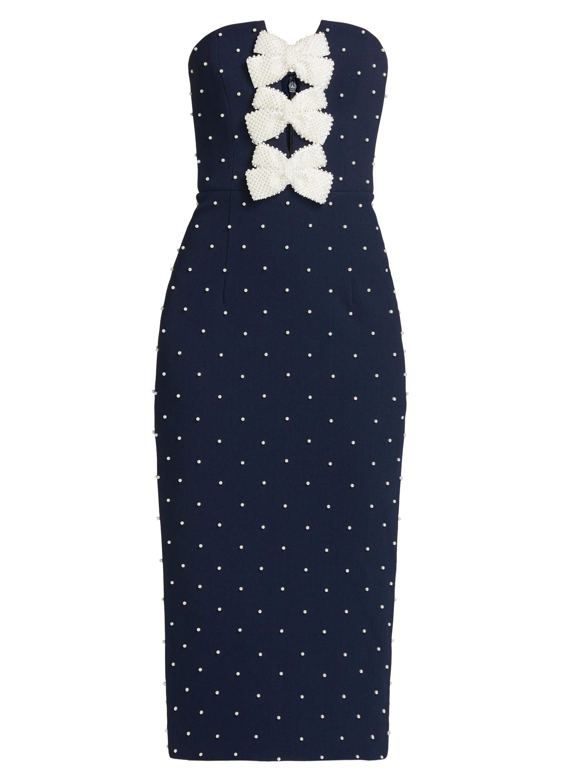 Women's Veronica Pearl Bow Strapless Midi-Dress - Blue - 1