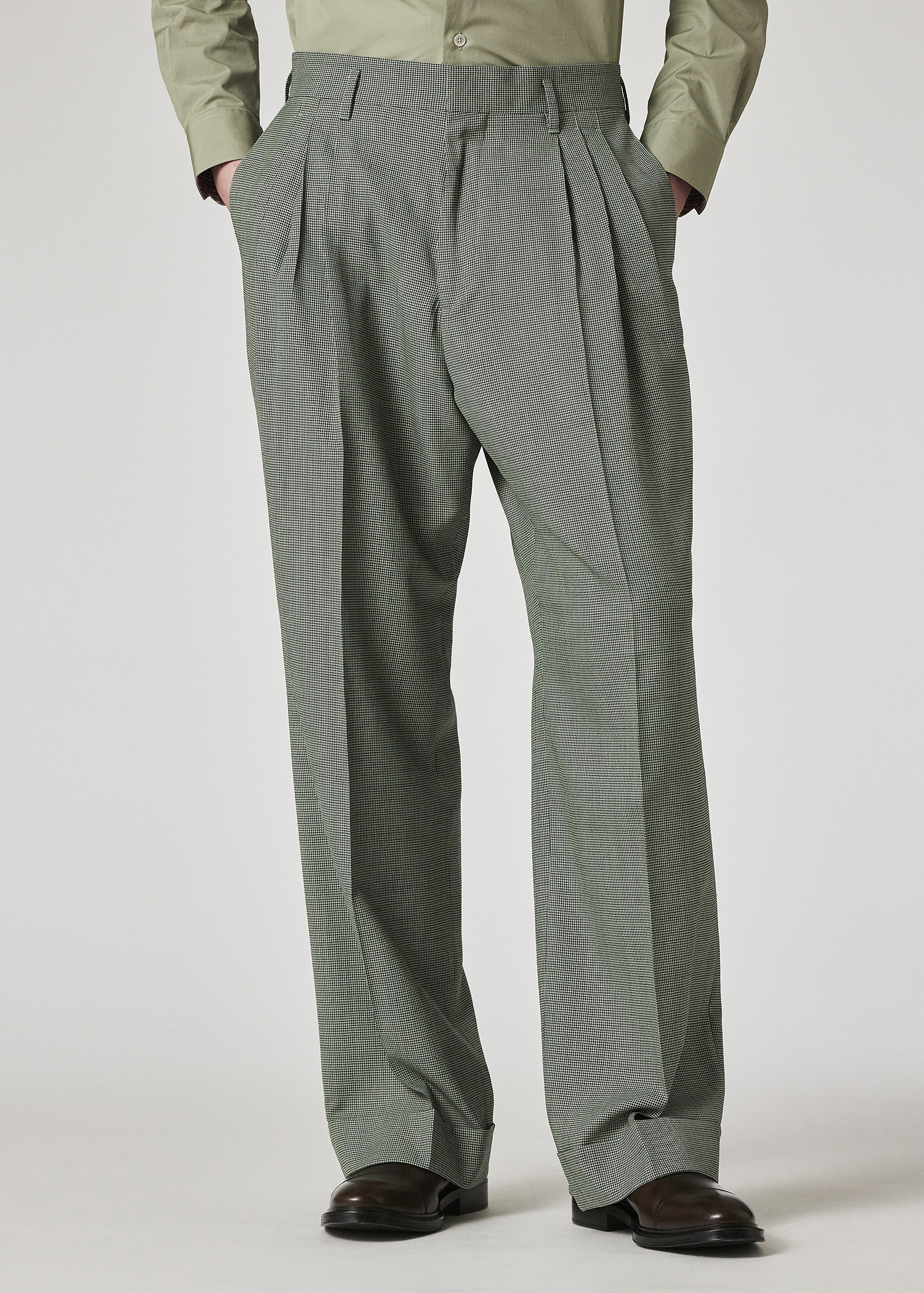 Green Overdyed Micro-Houndstooth Wool Suit - 5