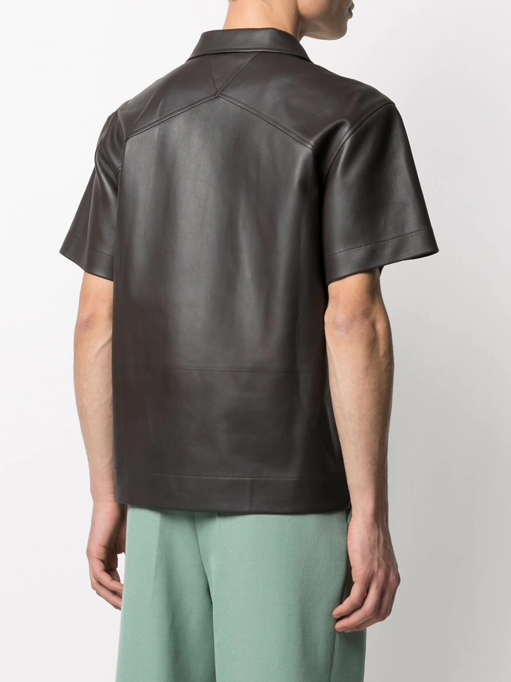 short-sleeve leather shirt - 4