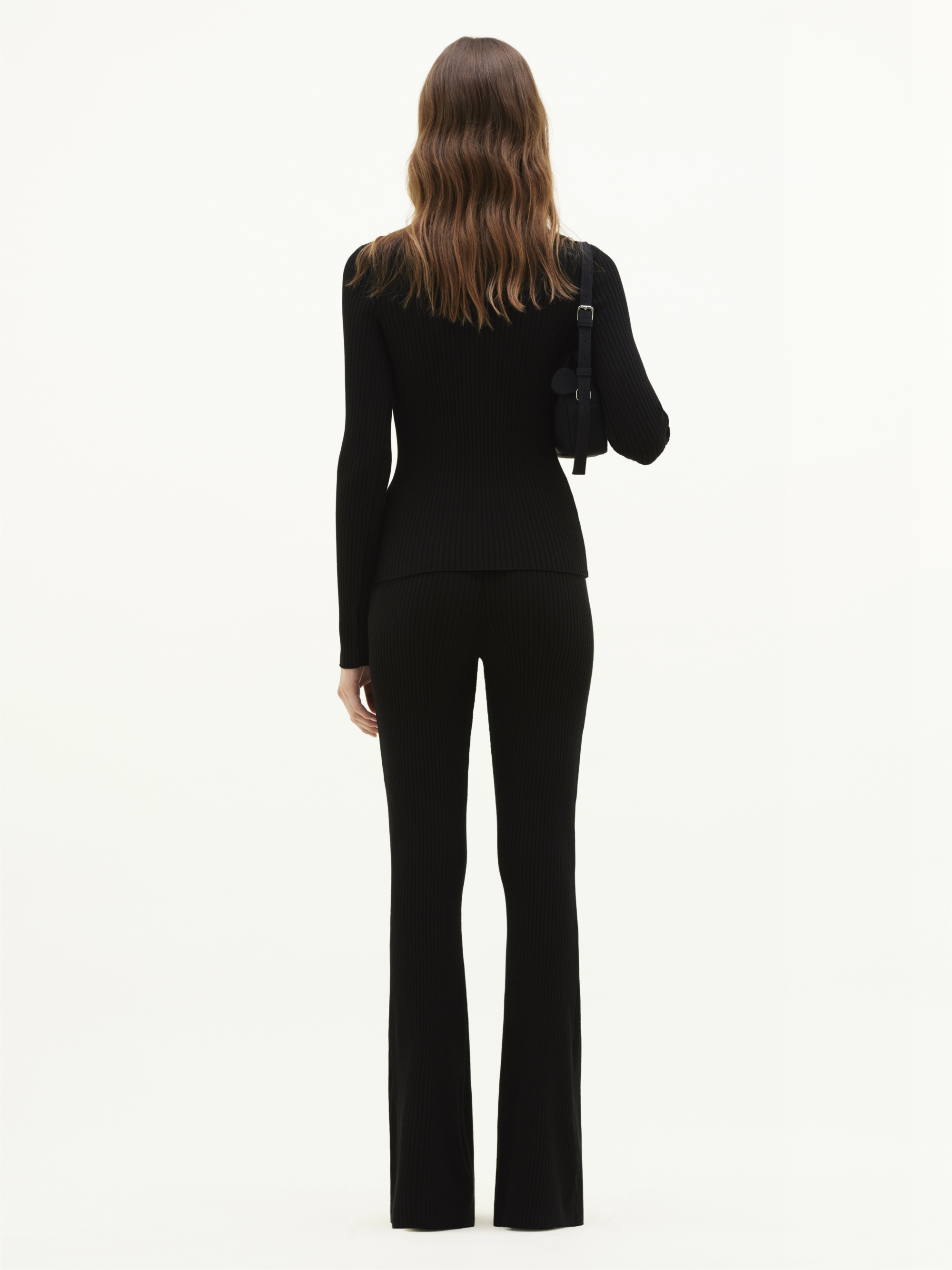Courrèges logo knit flared trousers - Black