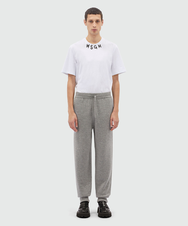 MSGM Grey melange blended cashmere jogging pants outlook