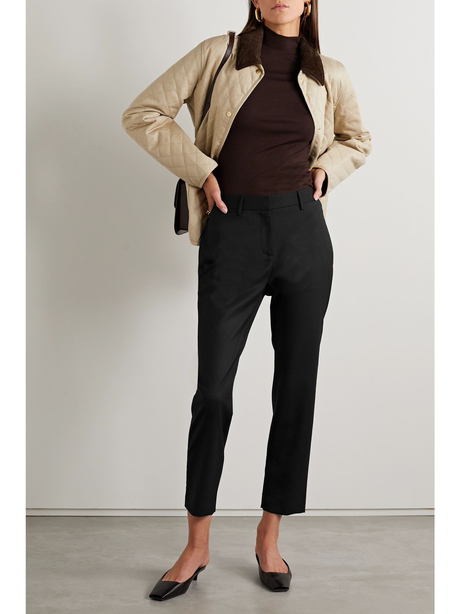Tel Aviv wool-blend twill straight-leg pants Black - 2