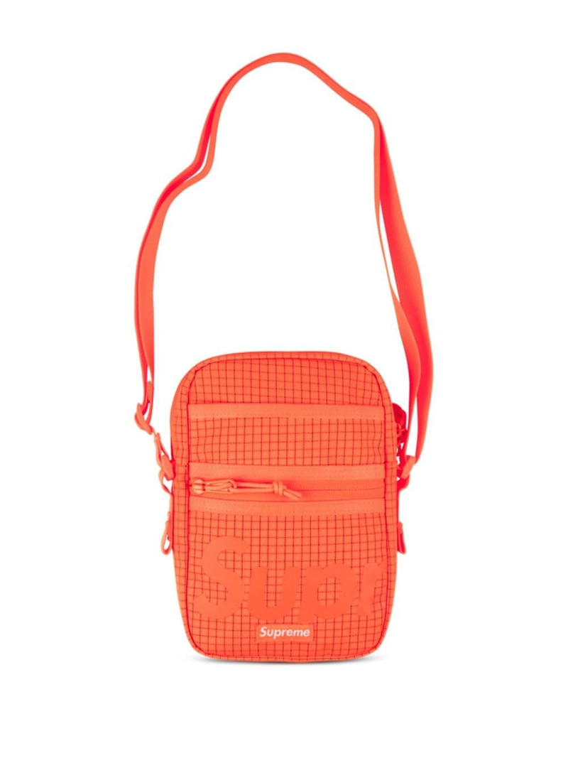 logo-print grid-pattern shoulder bag 1