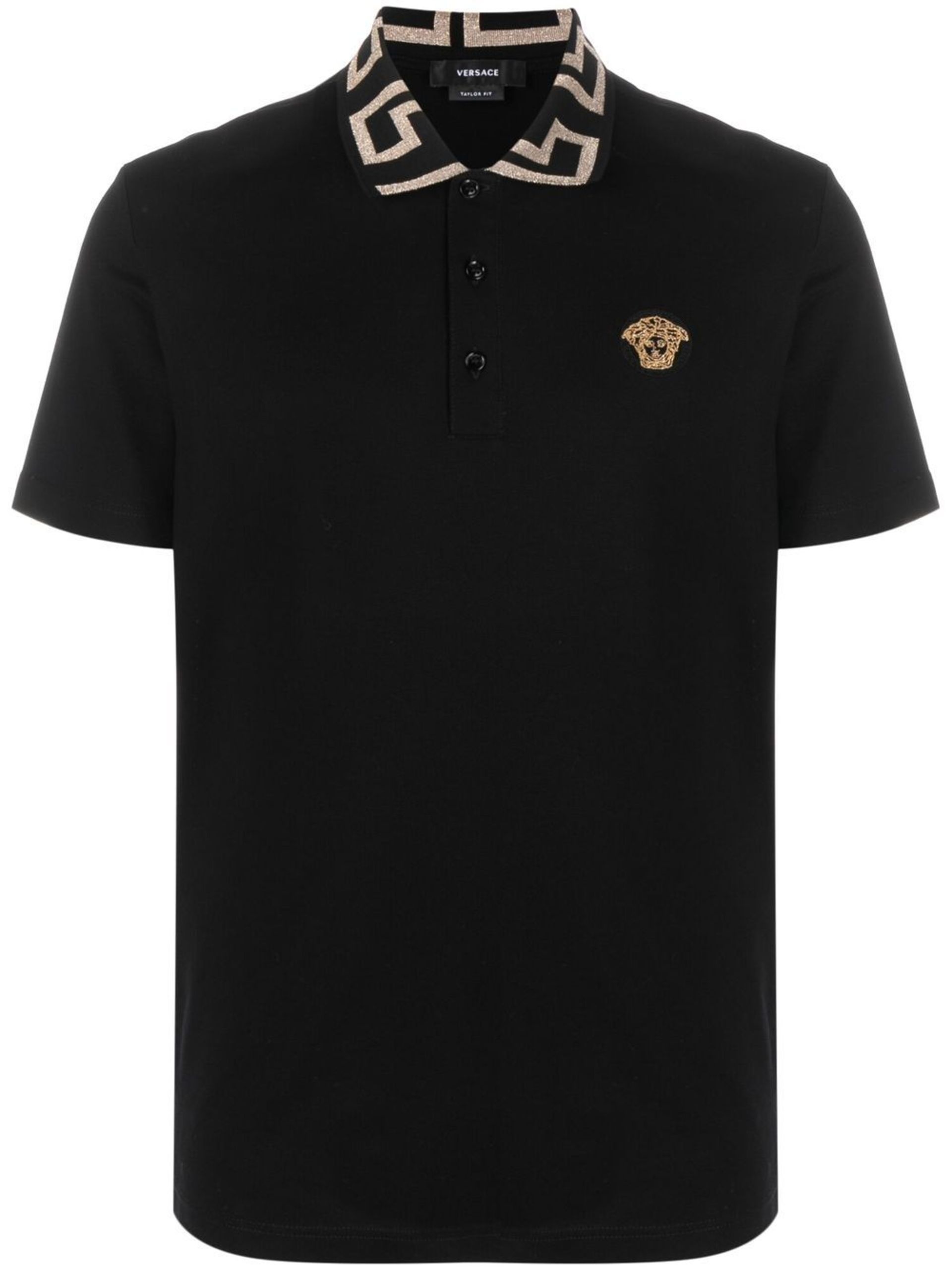 Black Medusa Head Patch Polo Shirt - 1