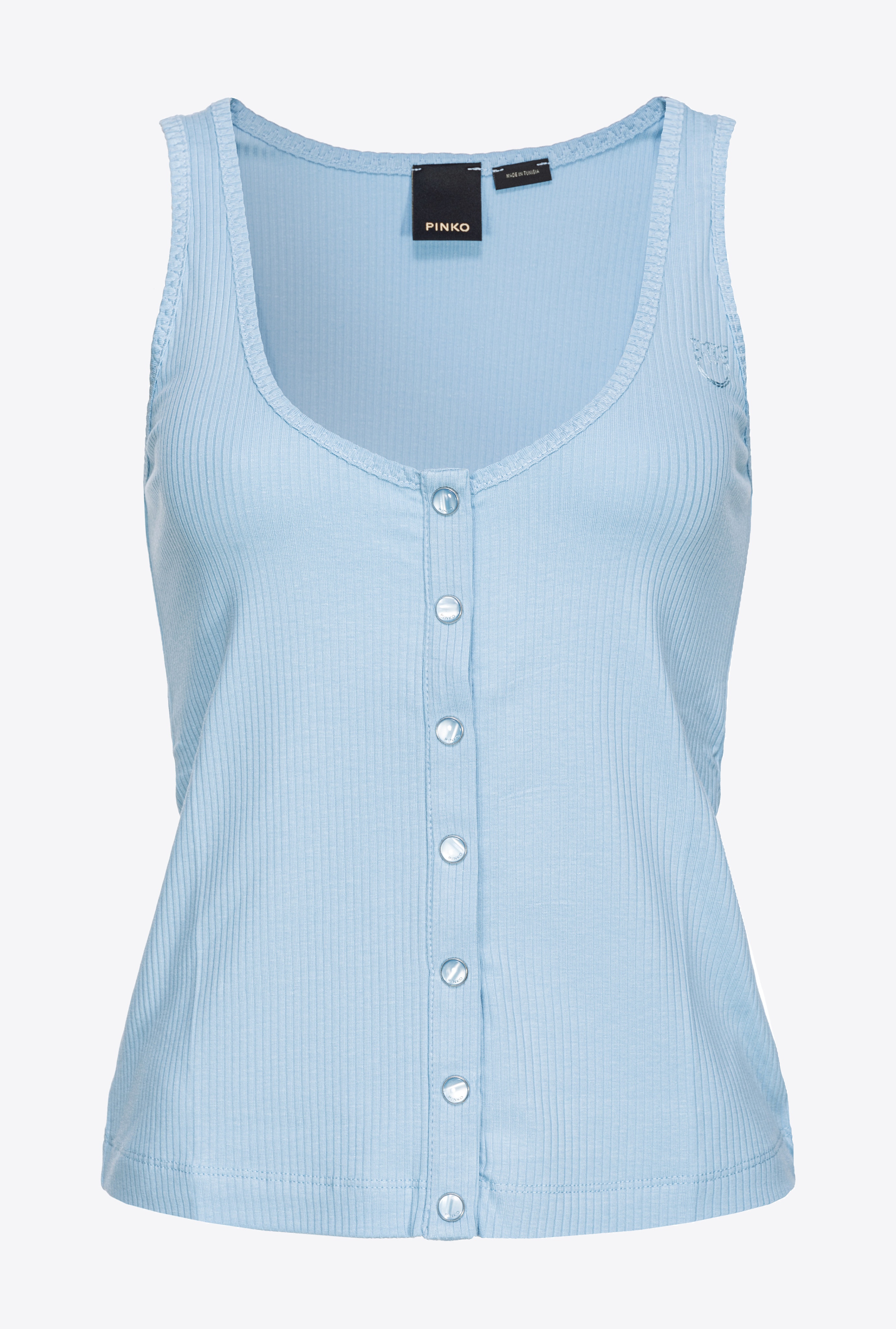 RIBBED VEST TOP WITH MOTHER-OF-PEARL BUTTONS - 1