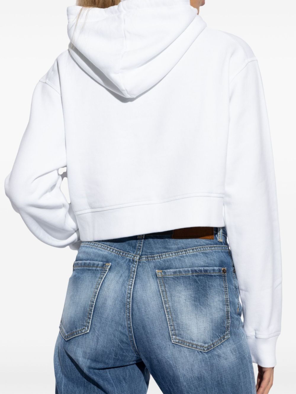 rhinestone-logo cropped hoodie - 4