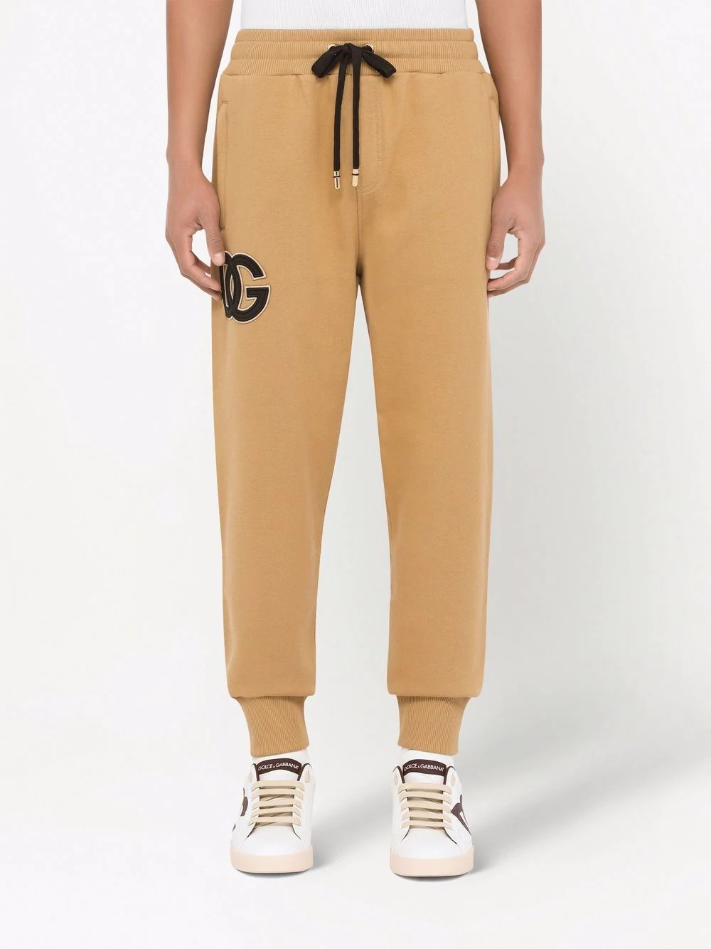 logo-patch cotton track trousers - 3