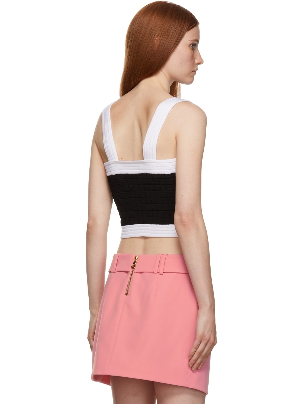 Black & White Cropped Zipped Top - 3