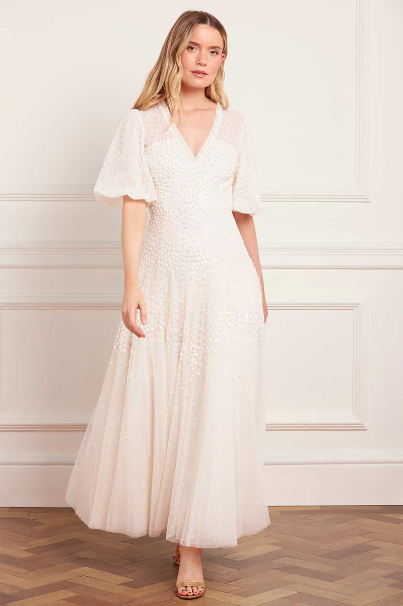 Needle & Thread Scallop Sequin V-Neck Ankle Gown outlook
