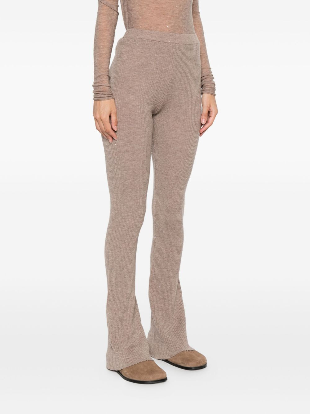 ribbed flared trousers - 3