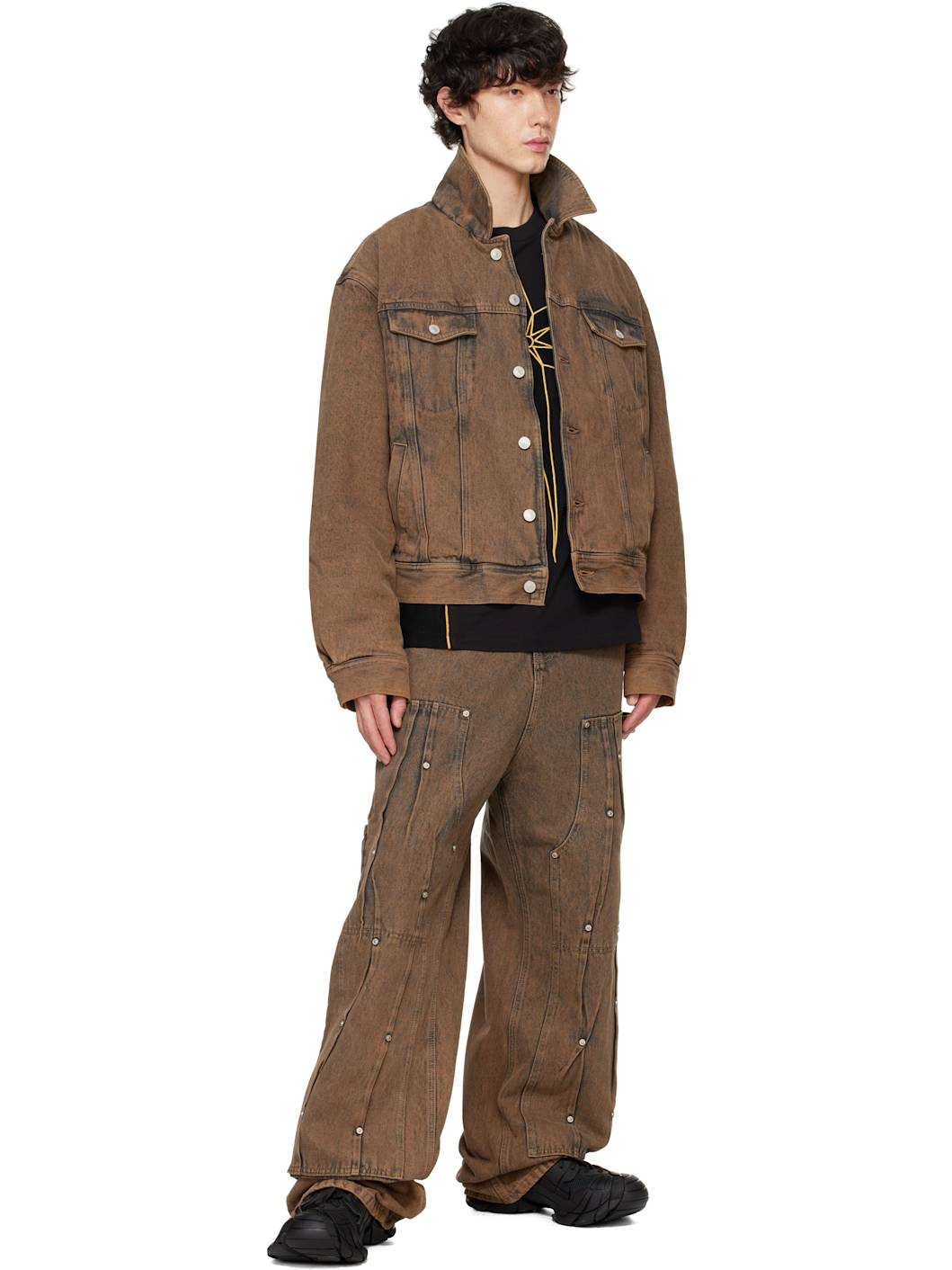 Brown Workwear Multi Rivet Jeans - 4