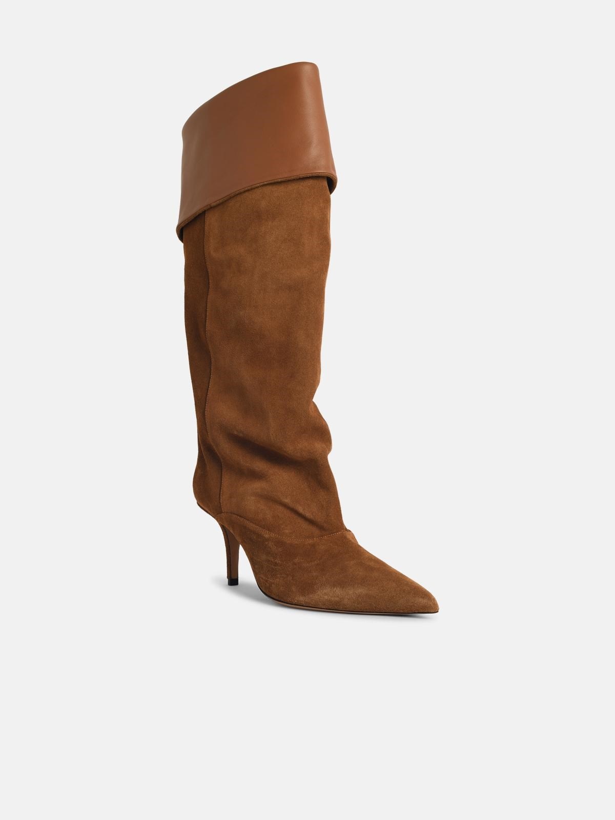 'INES REVERSE 75' SUEDE COGNAC BOOTS - 2