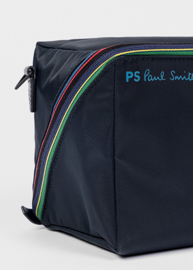 Navy 'Sports Stripe' Nylon Wash Bag 3