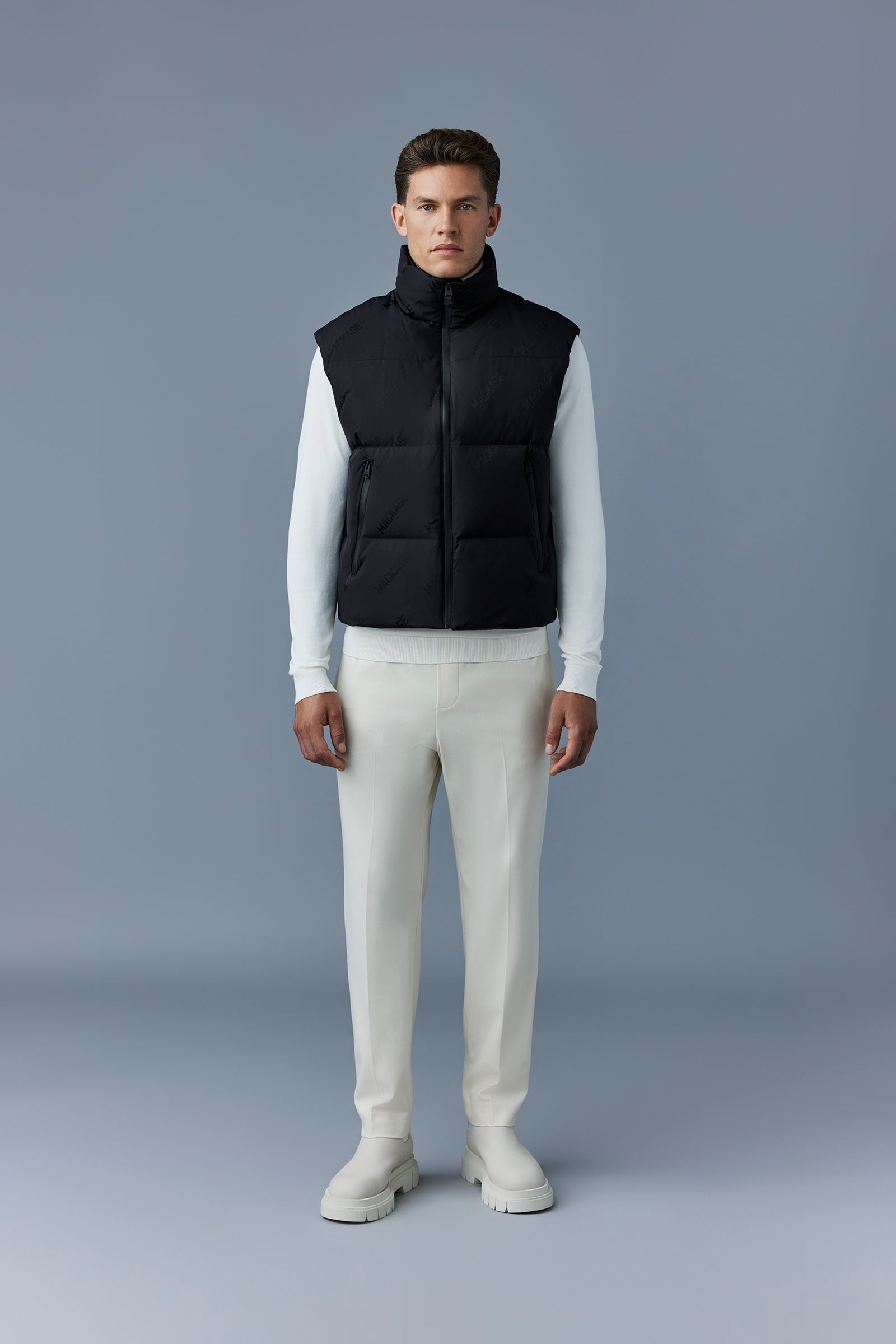 Mackage＊LARRY-CITYMG Jacquard logo down vest＊ダウンベスト MACKAGE LARRY-CITYMG Jacquard logo pattern down vest