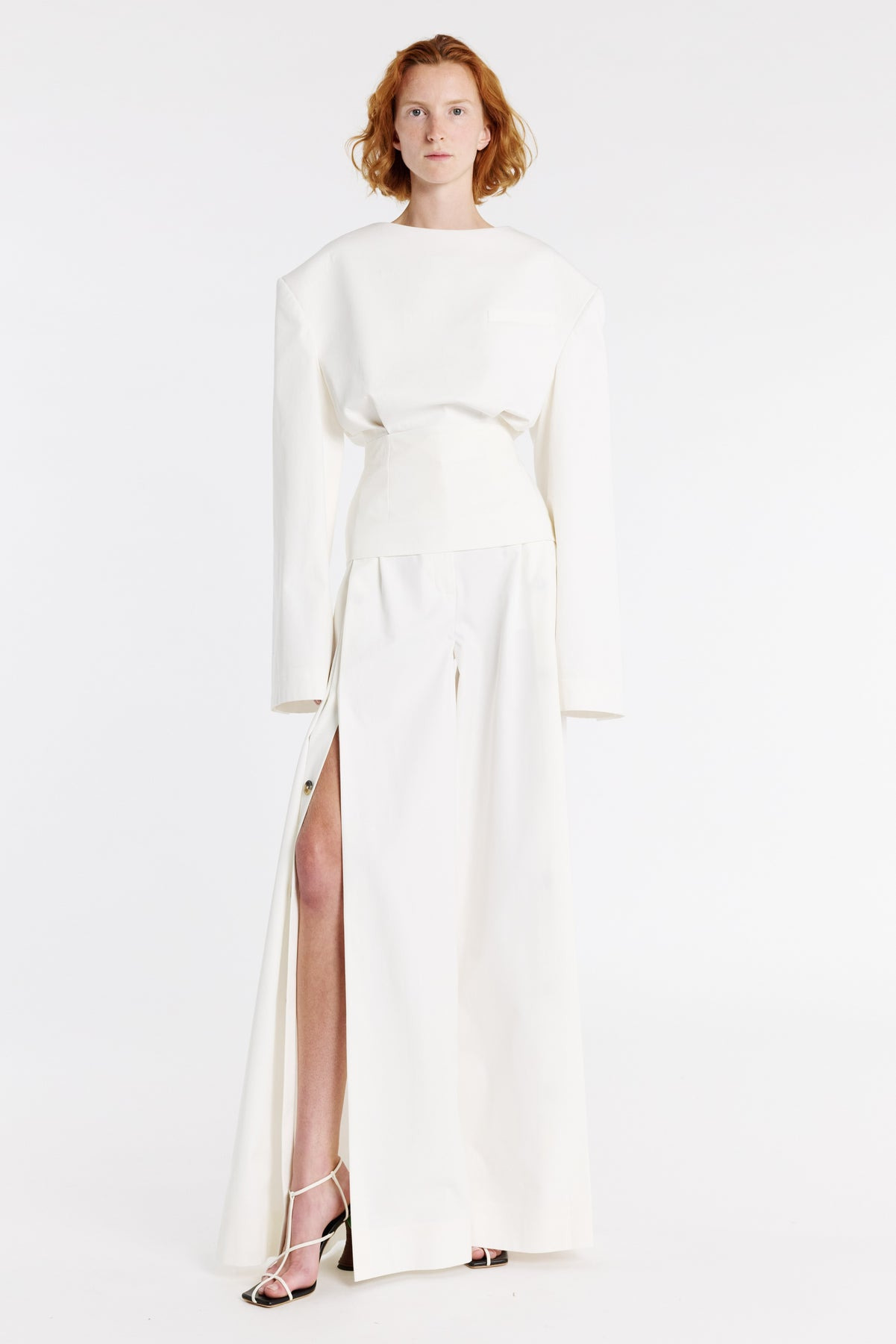 ROUND NECK TAILORED TOP WHITE - 1