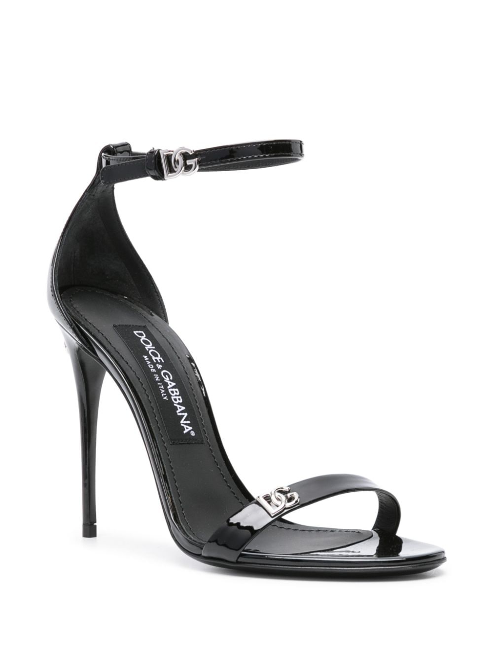 logo-plaque patent sandals - 2