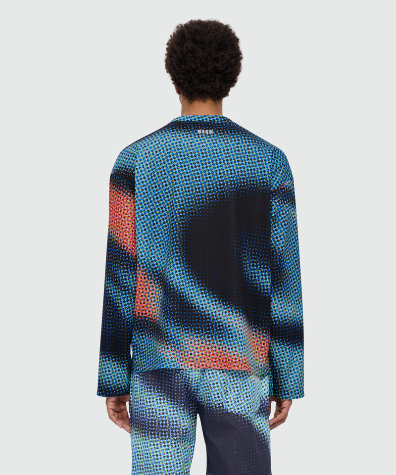 Multicolor long-sleeve technical pique T-shirt with raised logo on front and back 3