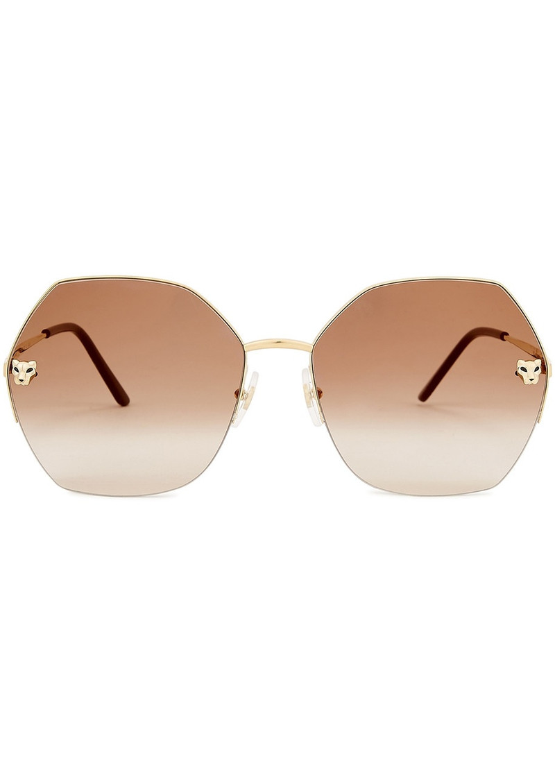 Cartier Cartier Panthère De Cartier Gold-tone Oversized, Sunglasses, Half Rim outlook