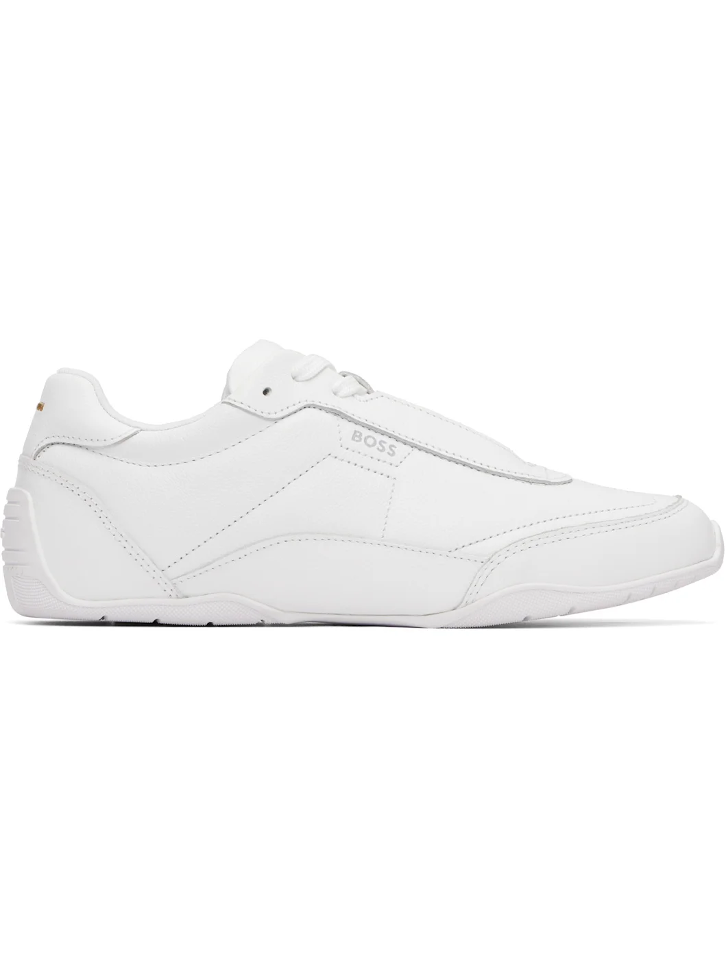 White Logo Detail Leather Sneakers - 1