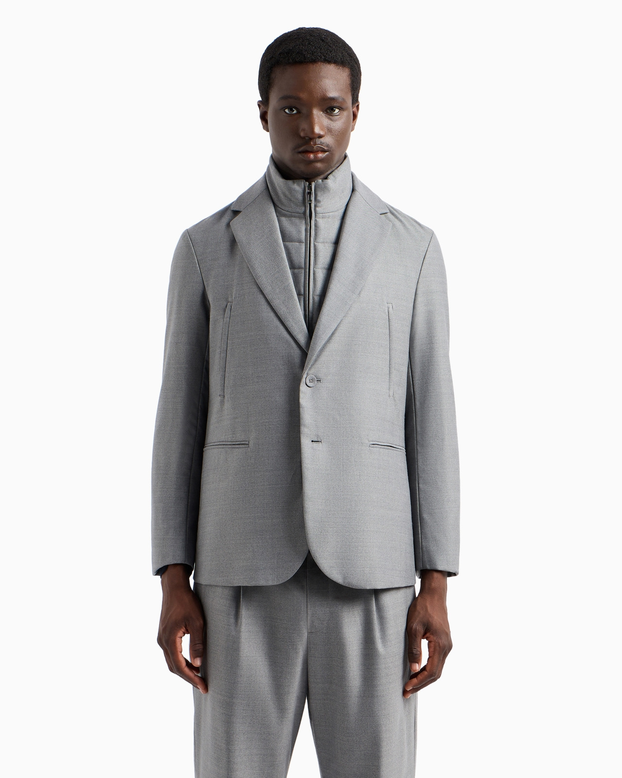 Travel Essentials virgin wool-blend full-zip blazer with detachable inner panel - 2