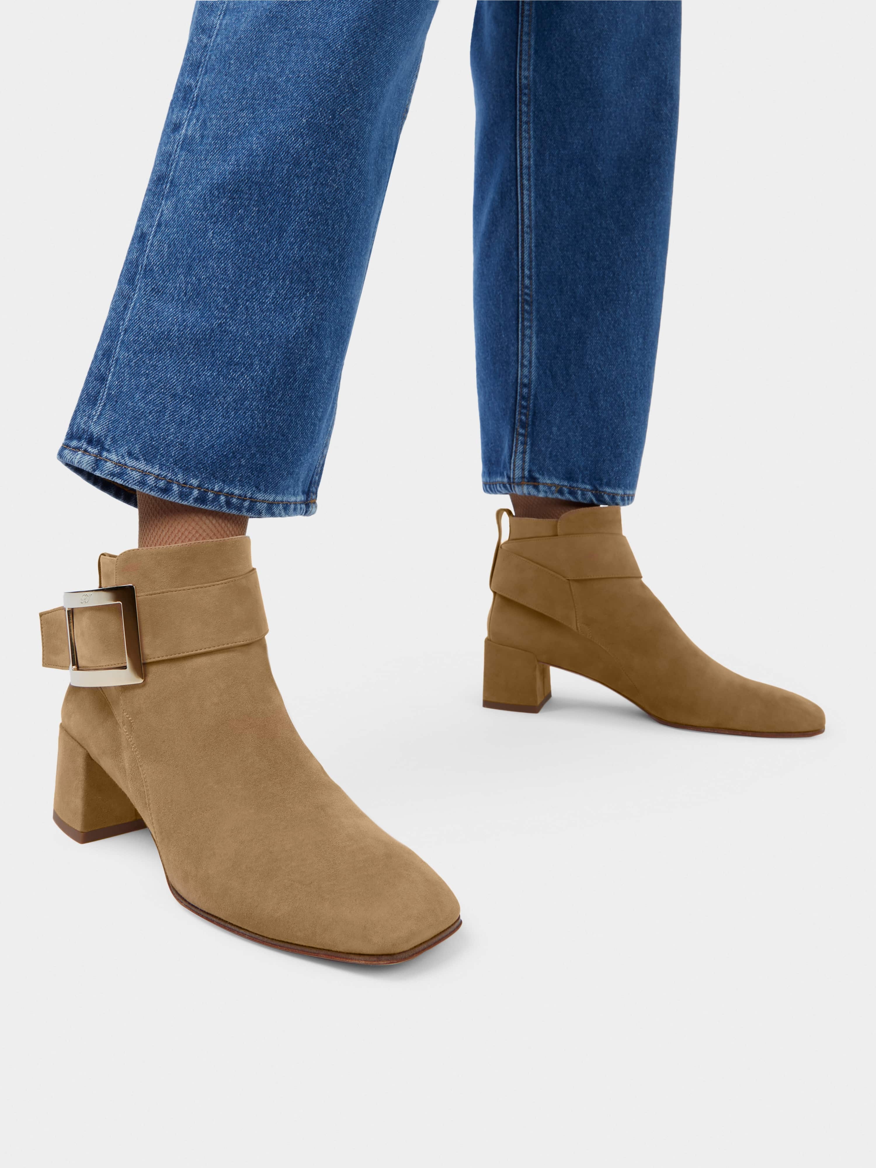 So Vivier Metal Buckle Ankle Boots in Suede - 2