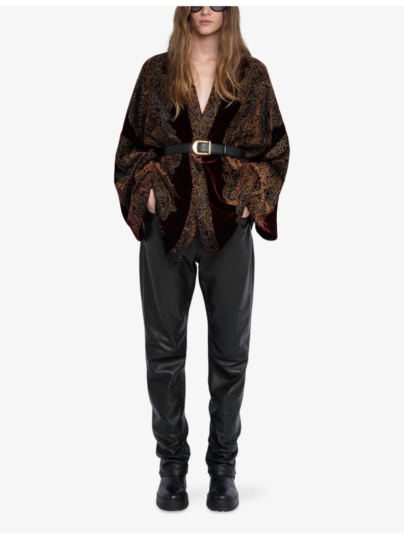 Zadig & Voltaire Paisley-Pattern Sequin-Embellished Velvet Kimono outlook