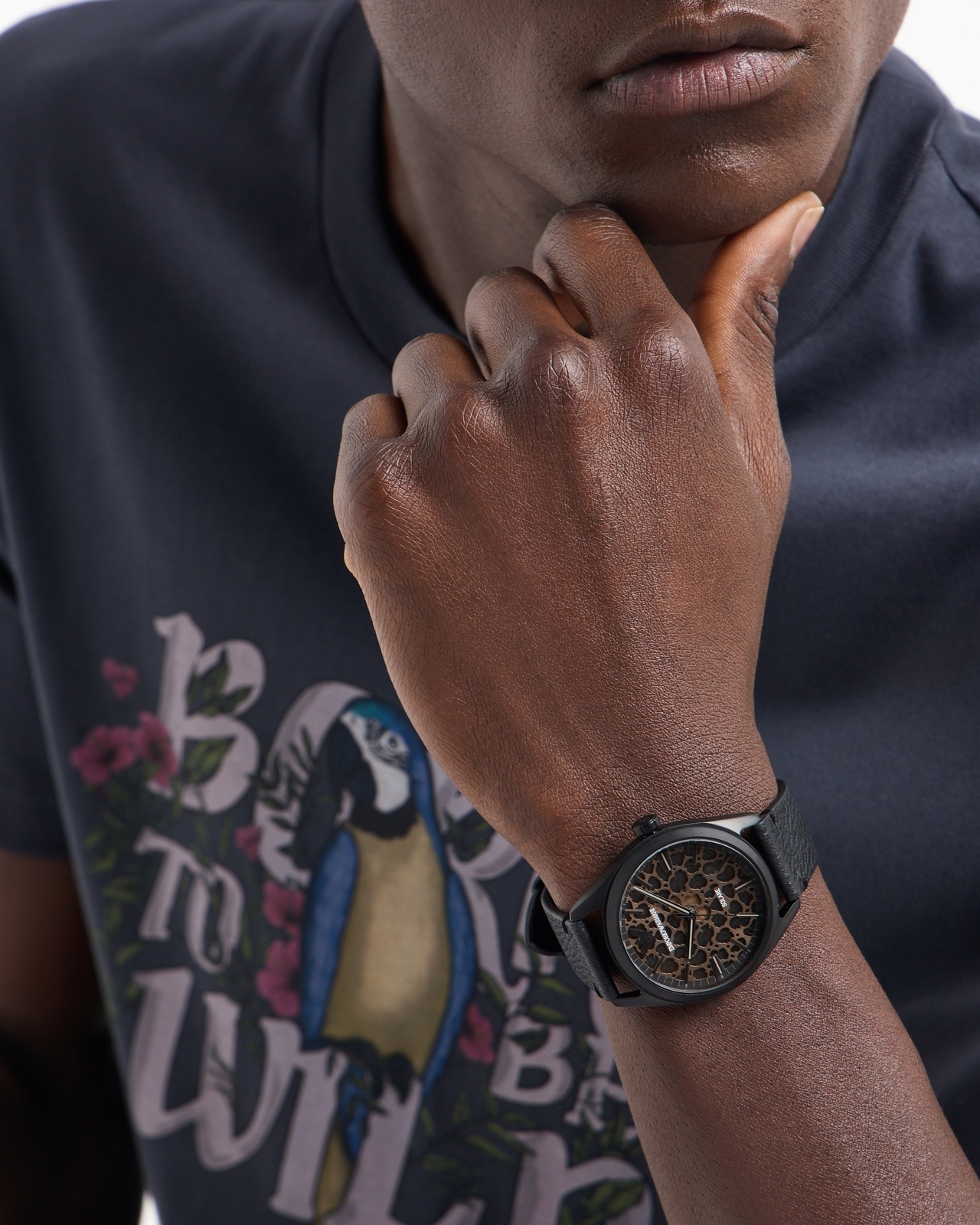 SOLAR-POWERED THREE-HAND BLACK LEATHER WATCH - 2