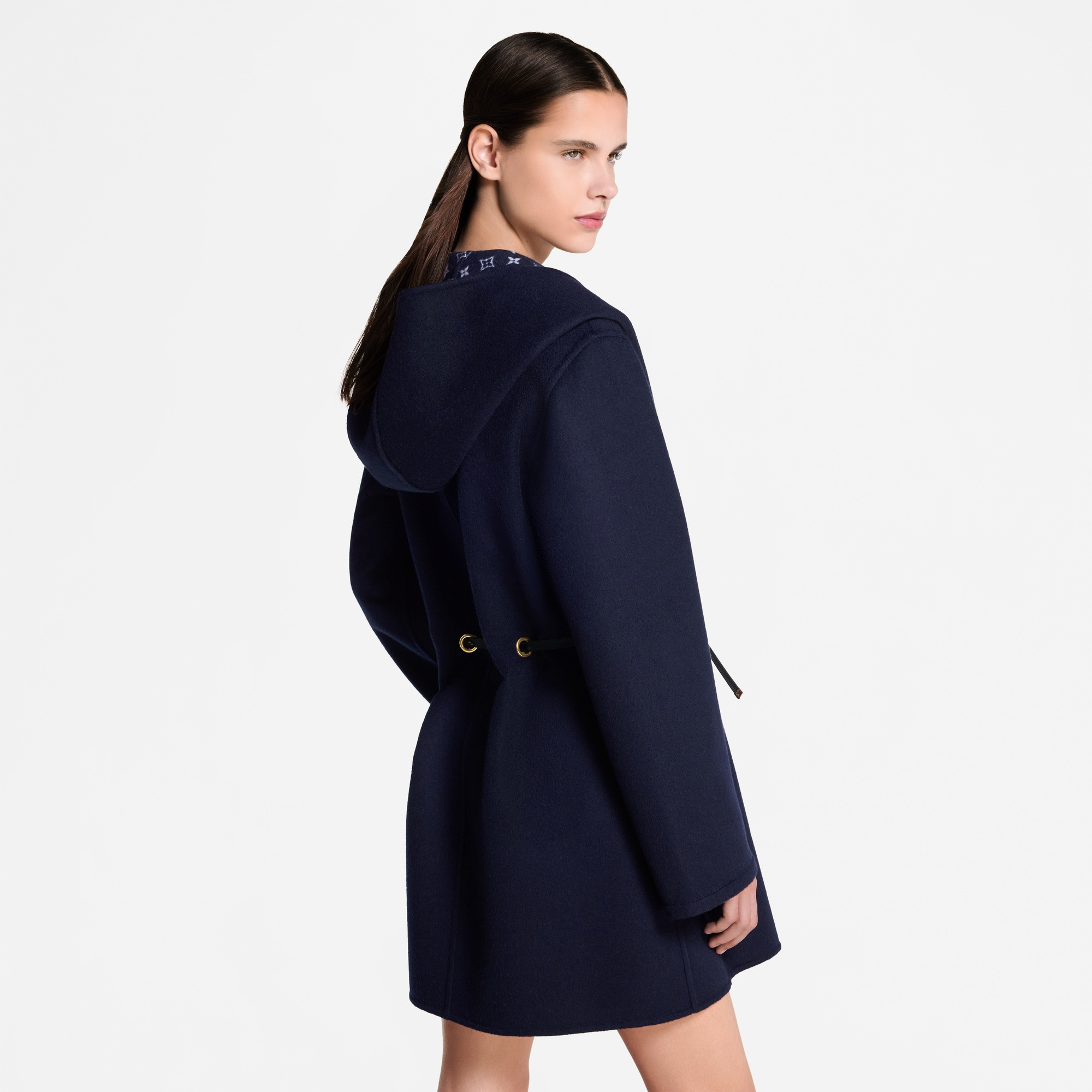 Hooded Drawstring Wrap Coat - 7