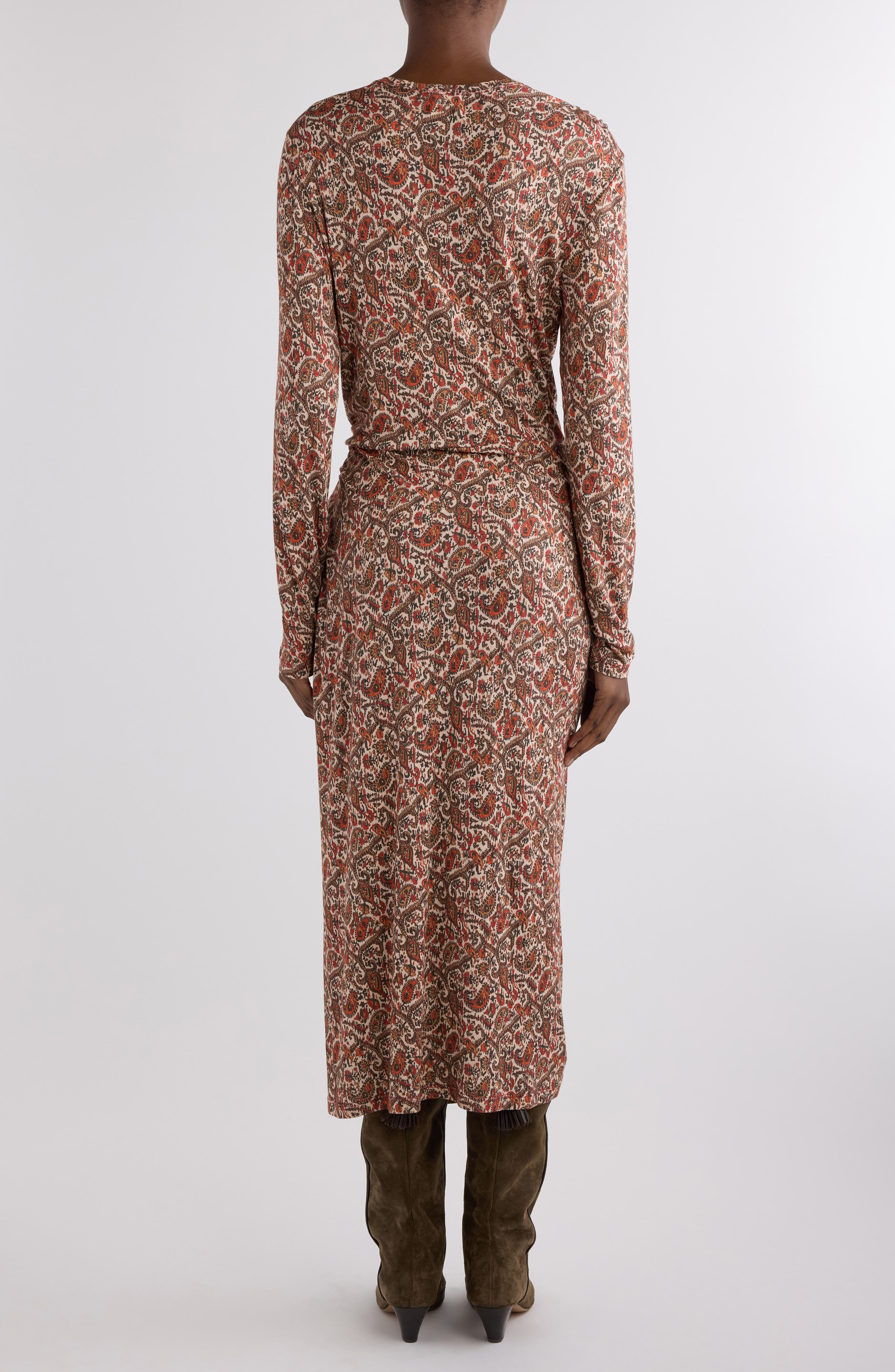 Isabel Marant Étoile Jelina Ruched Long Sleeve Maxi Dress in Rust at Nordstrom - 2