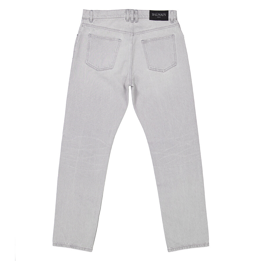 Balmain Washed Denim Straight Cut Jeans - 6