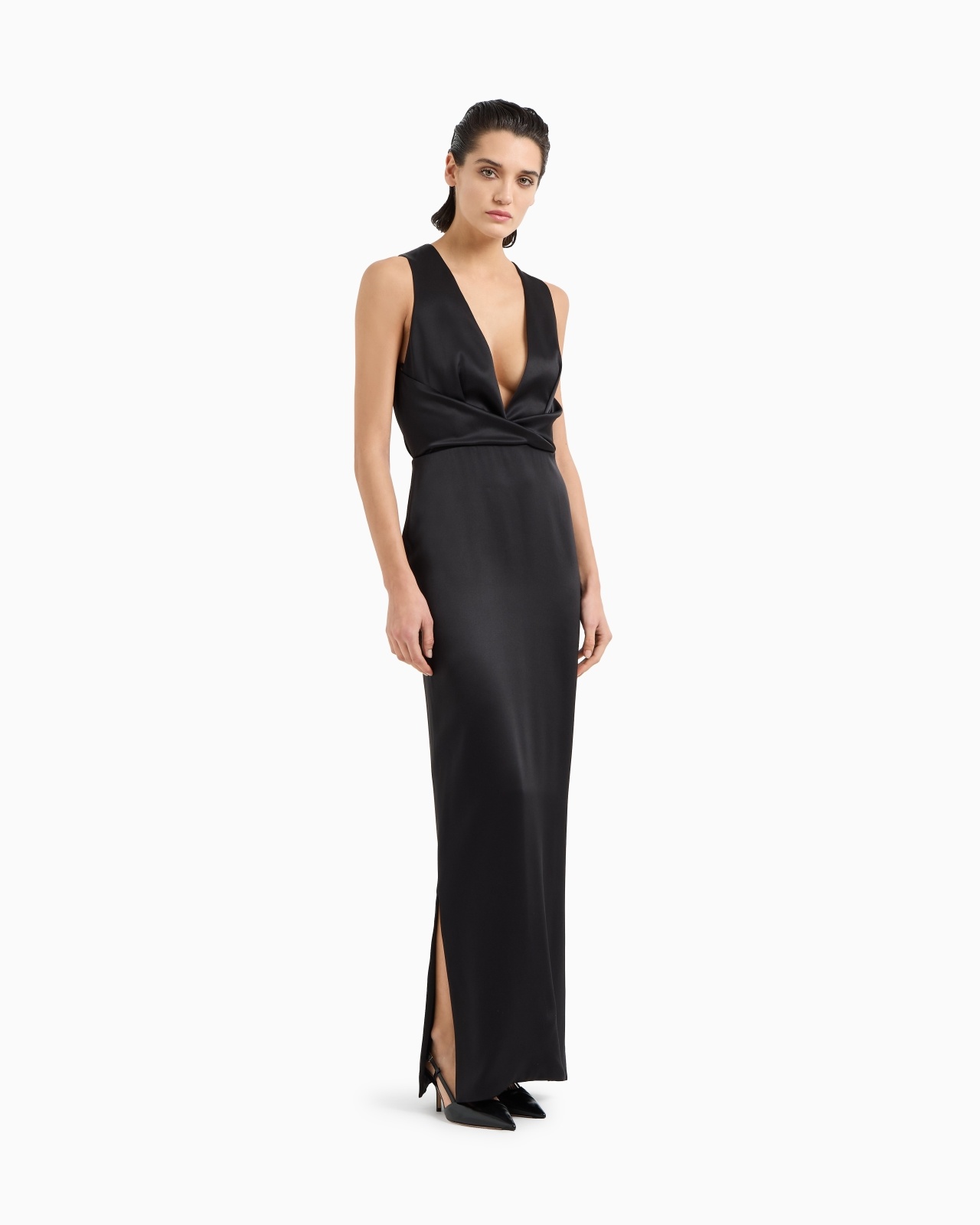 DOUBLE-FACED SILK-SATIN LONG DRESS - 2